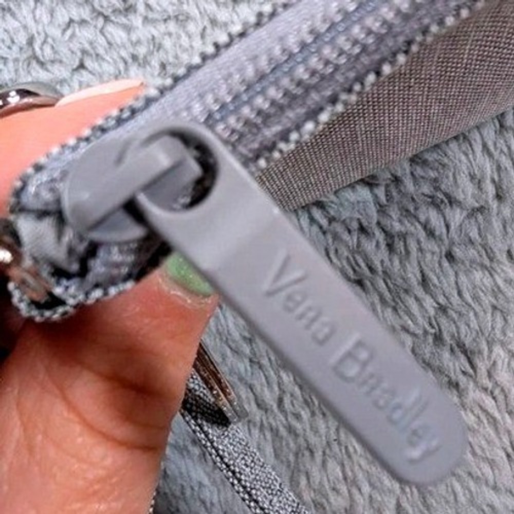 Vera Bradley Zip ID Case Lanyard Womens One Size Gray Heathered ReActive Floral - Picture 11 of 11